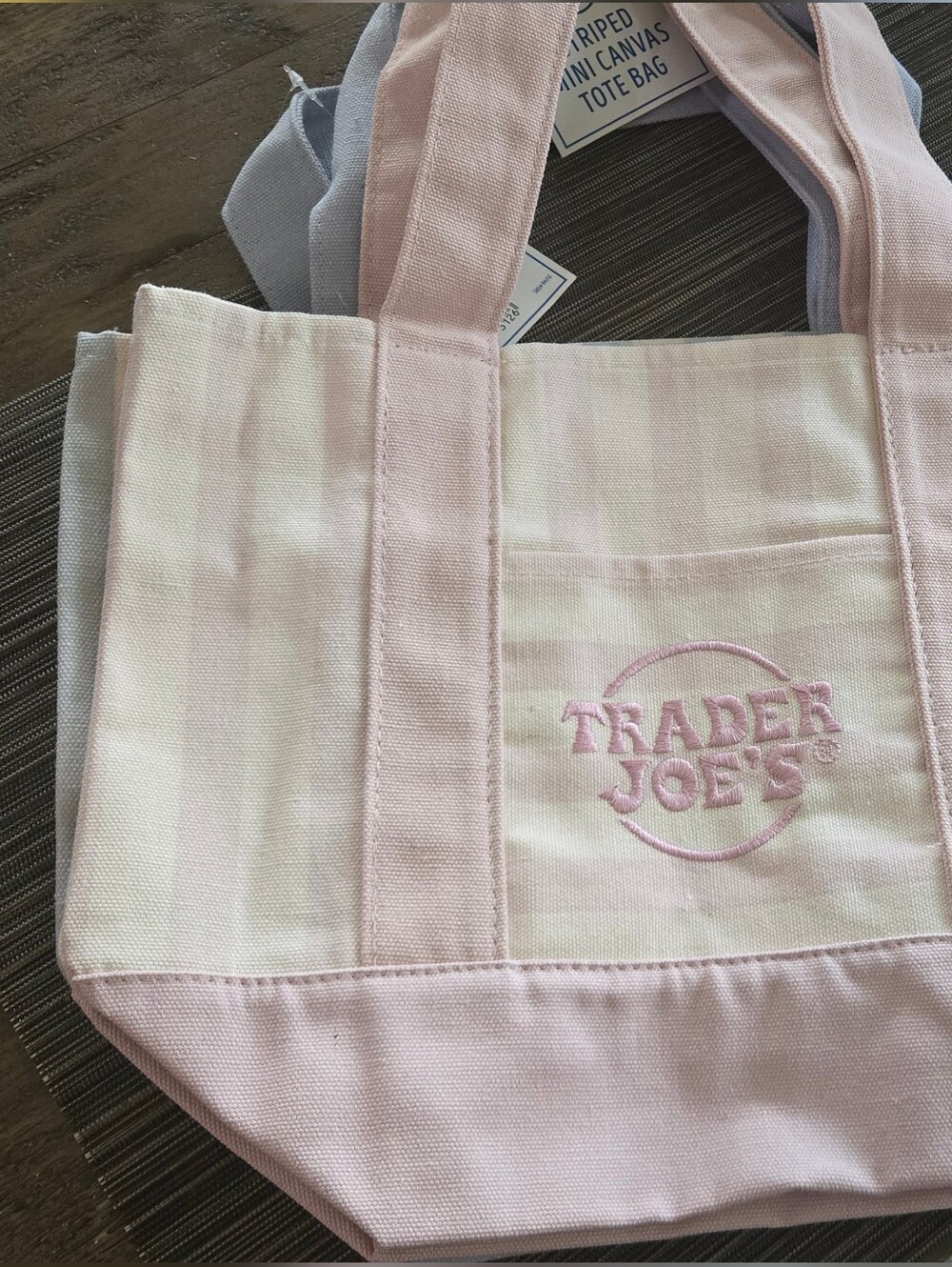 Trader Joe's Pink Striped Canvas Tote